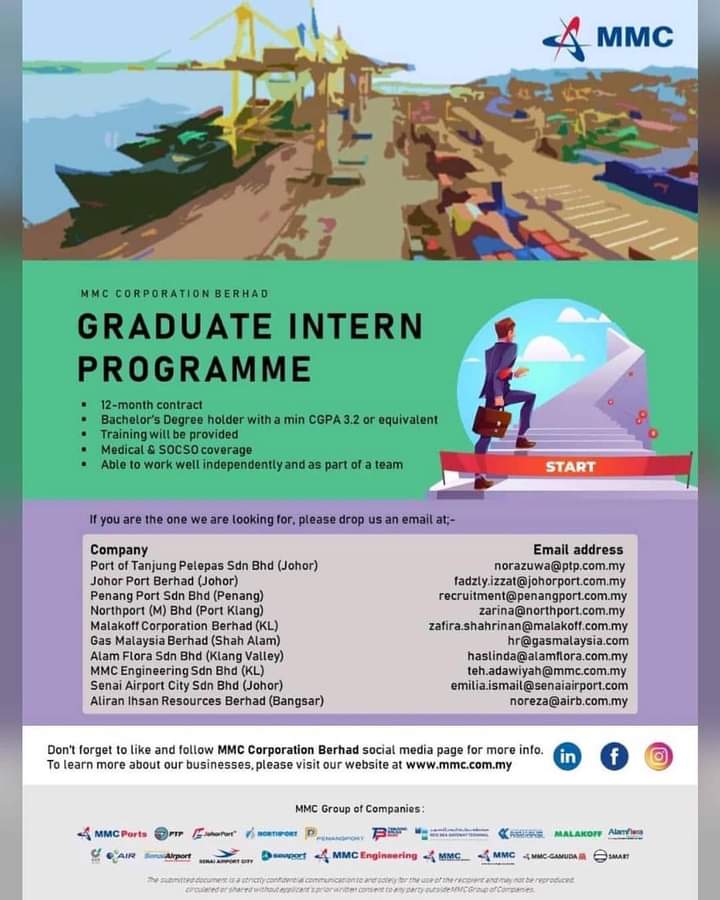 Graduate Intern Programme by MMC Corporation Berhad